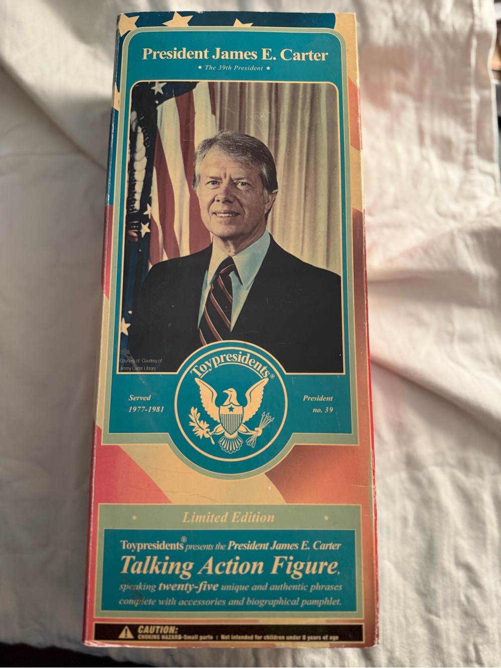 President James E. Carter Talking Action Figure - Teal & Cream Box